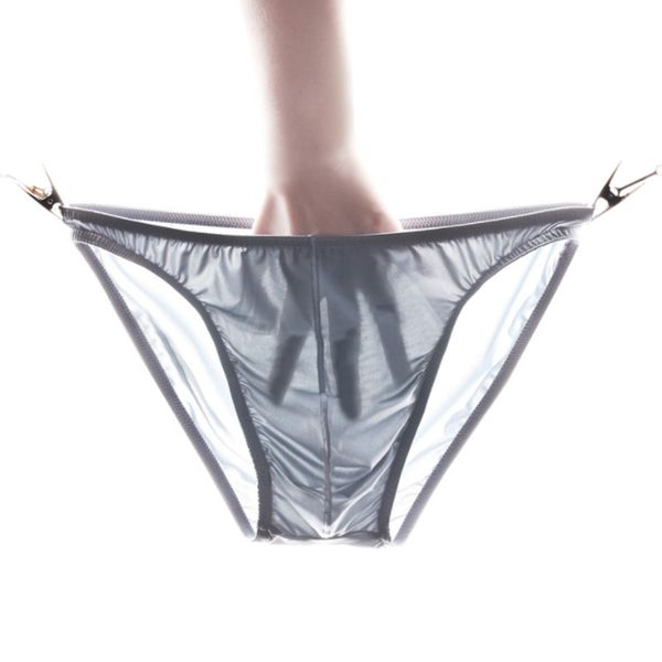 

sell summer see through breathable underwear men's briefs soft ice silk low waist thin underpants mens sport panties, Black;white