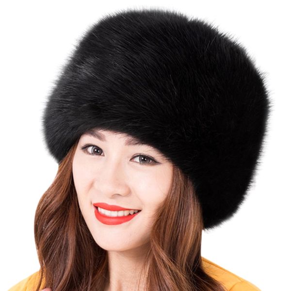 

elegant women hat new women's winter warm soft fluffy faux hat russian cossack beanies cap ladies ski hats bonnet
