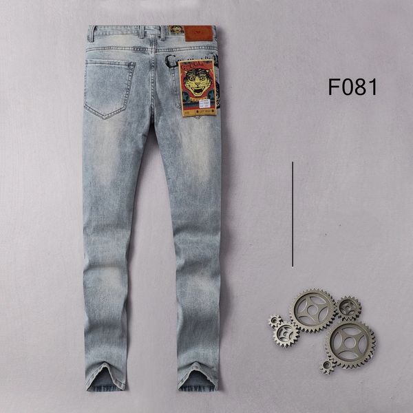 

20aw autumn explosion jeans men's fashion embroidery designer casual slim blue stretch pants men's pants tiger head women jeans