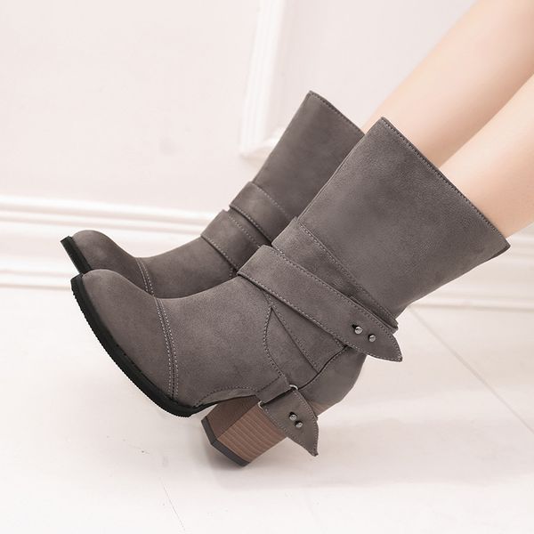 

cootelili fashion shoes woman ankle boots for women high heels shoes ladies boots buckle women botas mujer, Black
