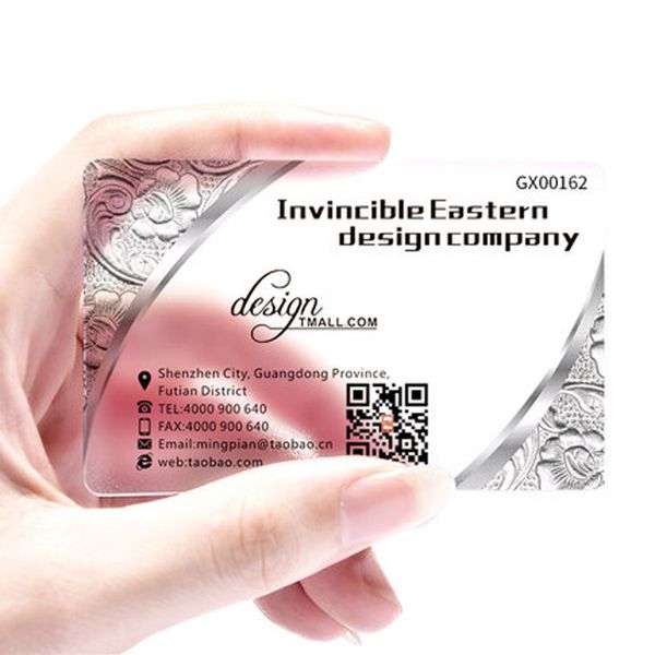 

1000 pcs designer customized clear pvc business card / transparent plastic business card / clear business card