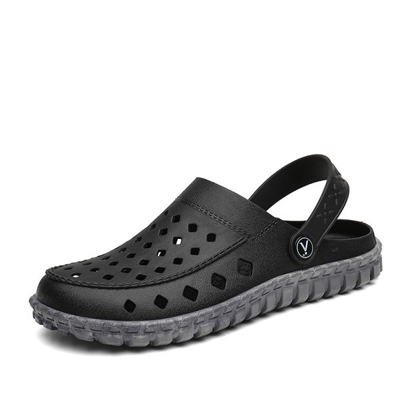 

breathable men summer casual sandals light beach home slipper size 40-45 solid color male slip-on water shoes, Black