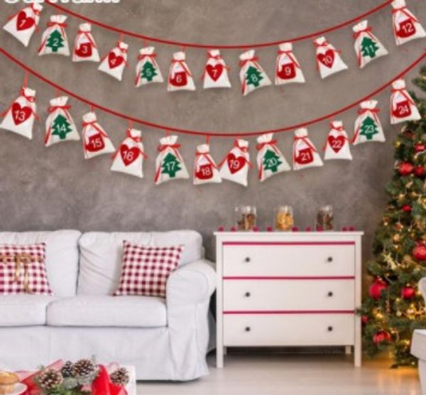 

fabric christmas advent calendar garland hanging advent calendar gift bags new year family 11x16cm 24pcs 31pcs