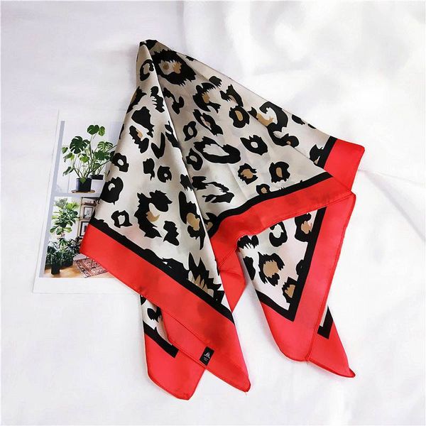

new elegant women square scarf leopard printed silk small neck scarf femme women's headwear fashion square scarves