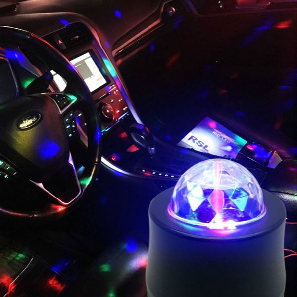 

autoec 1x car dj light led atmosphere rotating flash multicolor disco bulb lamp rgb music usb #lq1193