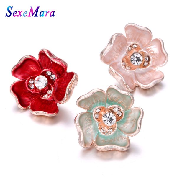 

1pcs 18mm snap button jewelry big lotus flower snap buttons fit bracelet for women snaps jewelry, Golden;silver
