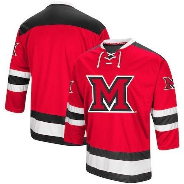 

vintage ncaa miami ohio university red hawks hockey jersey embroidery stitched customize any number and name jerseys, Black;red