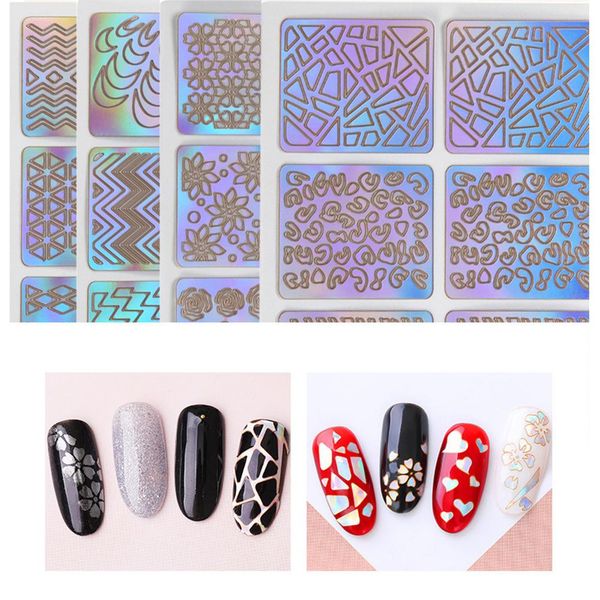 

hobbylane 6pcs/12pcs/24pcs fashion cool nail sticker nail summer water decals slider adhesive manicure tips art decorations, Black
