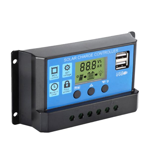 

universal solar panel controller battery charge regulator 12v/24v auto with dual usb for diy solar power