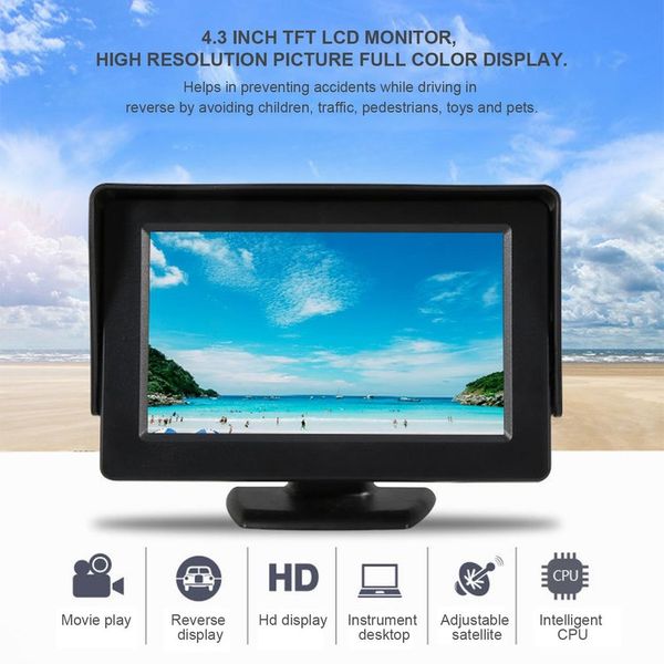 

4.3 inch 480*272 tft car lcd monitor rearview full color display 2-channels video inputs visual reversing