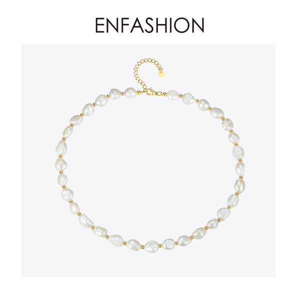

enfashion natural pearl choker necklace women gold color stainless steel irregular pearl necklace fashion femme jewelry p193050, Silver