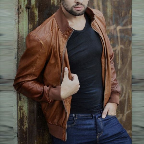 

fashion brand men thin jackets 2019 autumn male casual jacket men's solid color jackets stand collar zipper coats, Black;brown
