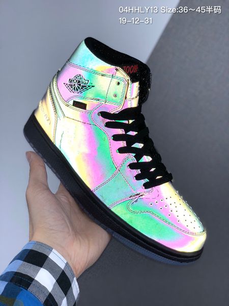 

new jumpman 1 high zoom fearless mens basketball shoes 3m reflective chameleon 1s womens designer sport shoes sneakers trainers size 36-45