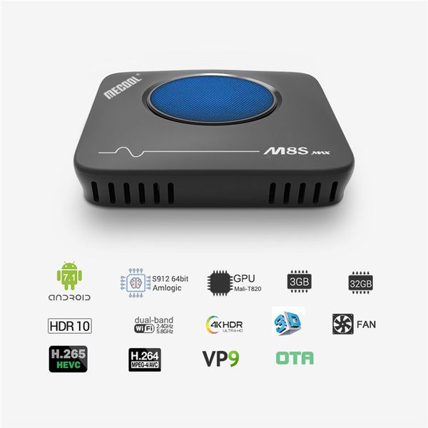 

mecool m8s max amlogic s912 3gb 32gb android 7.1 tv box 4k streaming media player smart tv box with cooling fan