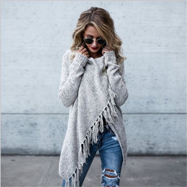 

cardigan women sweater bohemian 2019 winter sweater oversize tassel long sleeve multicolor casual sweaters knitting robes drop shipping, White;black