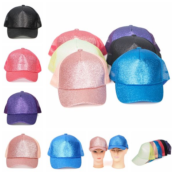 Sequins Бейсбол Шляпа открытый летний солнцезащитный крем блеск Snapback Caps Shimmer сетка сетки хвост капюрна шляпы Ponytail 5 цветов Rra3231