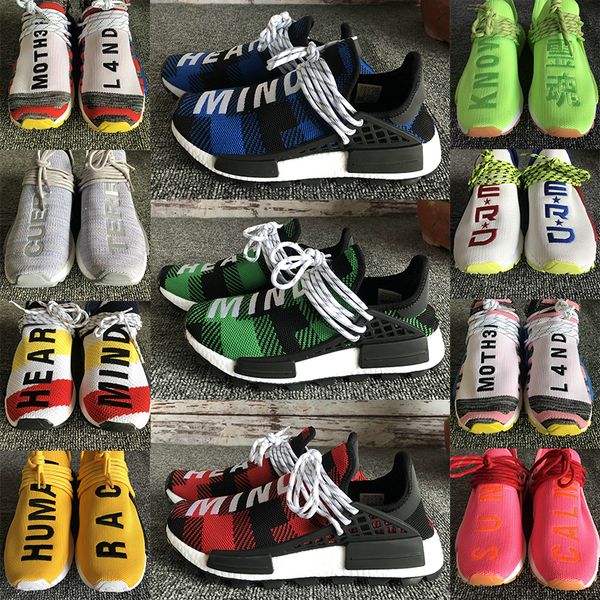 

nmd human race bbc pack plaid know soul cotton candy multi-color nerd infinite specices yellow running shoes pharrell designer sneakers, White;red