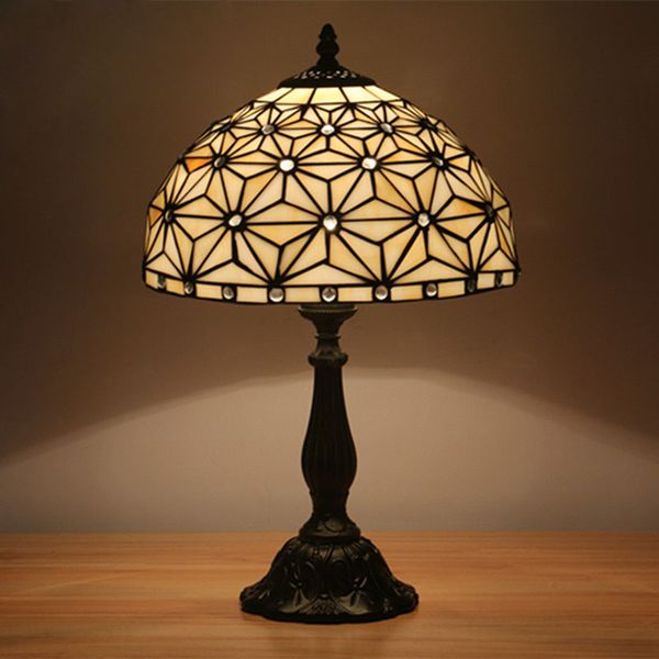 

tiffany stars pattern table light bedroom bedside glass desk lamps creative american minimalist fashion warm table luminaria dia30cm h49cm