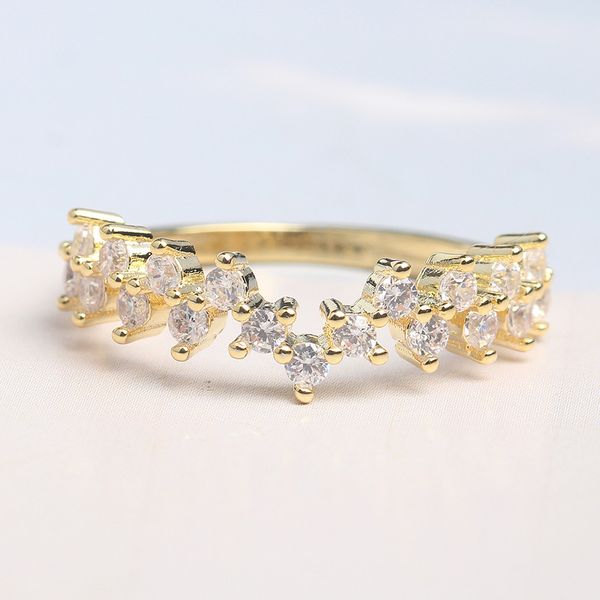 

simple and elegant finger ring girls party jewelry 2019 gold color shiny cz wedding rings for women bague femme anel, Silver