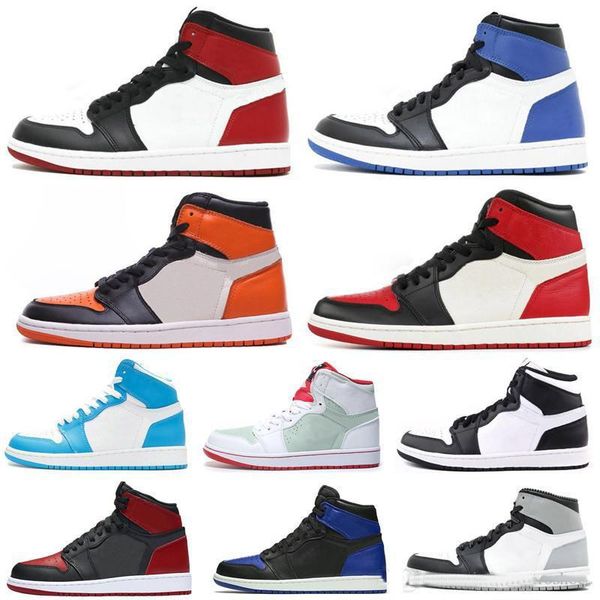 

2019 new 1 high og bred toe banned game royal basketball shoes men 1s 3 shattered backboard shadow sneakers with box