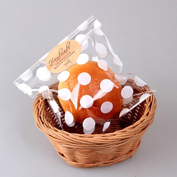 

100pcs cute cookie candy gift bags flat cellophane treat bag for candy biscuits snack baking package event party supplies