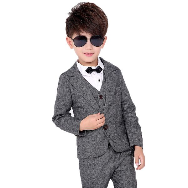 

2020 kids jacket vest pants 3pcs clothing set flower boy wedding formal chorus dance show blazer suit children tuxedo costume, White