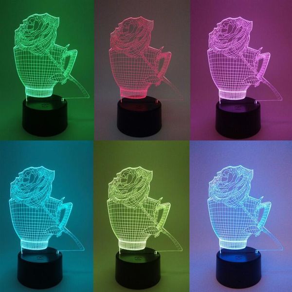 

3d table lamp visual light touch switch colorful night light decorative lamp for home office (cup rose