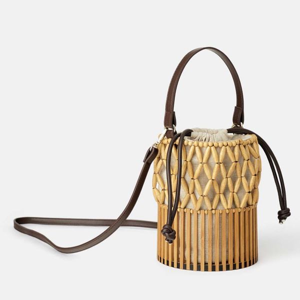 

мода женщины bamboo beach bag тканые холст сумка корзина bucket (с шарфом