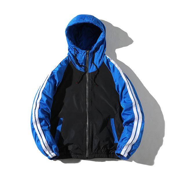 

winter mens jackets padded cotton quilted coats casual hooded street clothing thick warm zipper jacket outwear 2019 new, Black