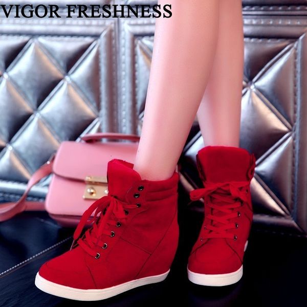 

vigor freshness boots women shoes platform woman ankle boots autumn sneakers height increasing ankle spring ladies wy82, Black