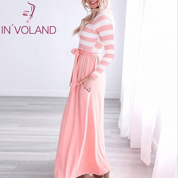 

women casual o-neck long sleeve contrast color patchwork floor high waist length spring, autumn dress loose, Black;gray