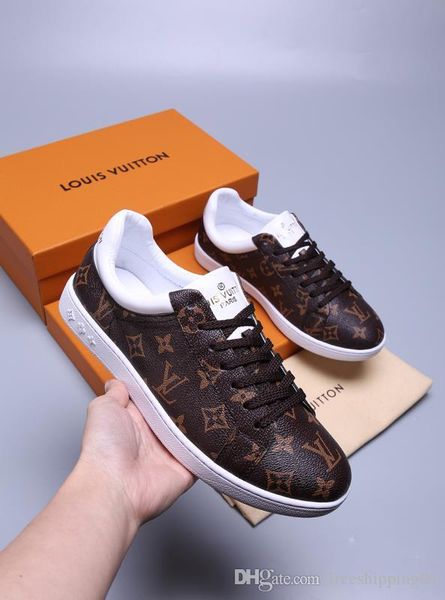 

8 louis vuitton gucci brand luxury men casual leather walking sports trainer sneaker running shoes with box c156, Black