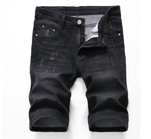 

новая мода мужские рваные джинсовые шорты с отверстиями slim fit strench проблемные короткие джинсы для человека черный размер 28-40, Blue