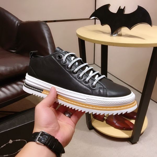 

2019 genuine leather mens shoes fashion luxury pd fabric sneakers casual shoes for men trainers soft comfortable sneakers 38-44, Black