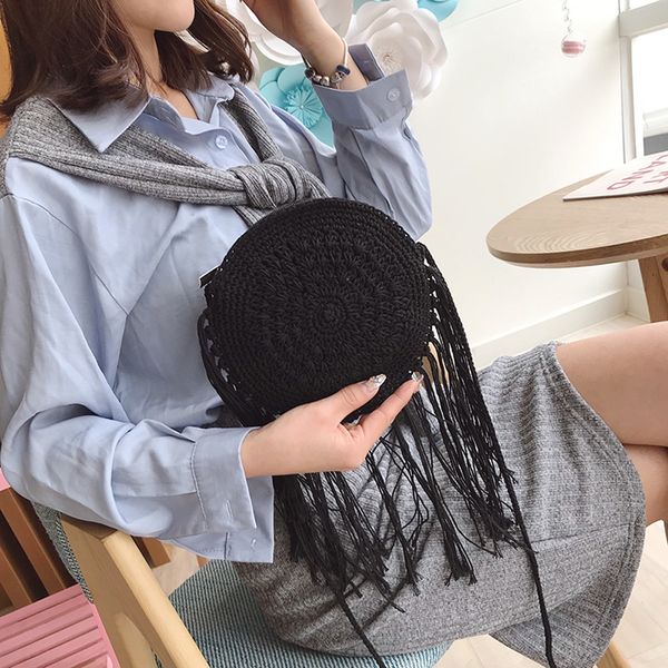 

женщины сумка сумки урожай мини соломы сумка мода пляж кисточкой crossbody shell мешок плеча конструктора плетение выдалбливают болса
