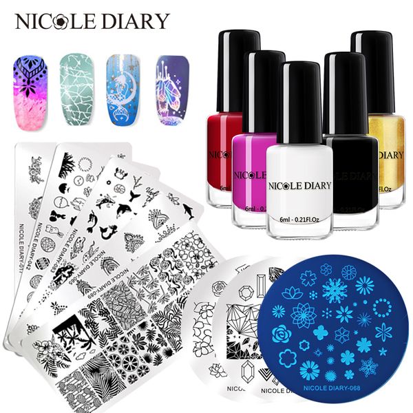 

nicole diary 6ml stamping nail polish black gold color and nail stamping plates art printing varnish diy design