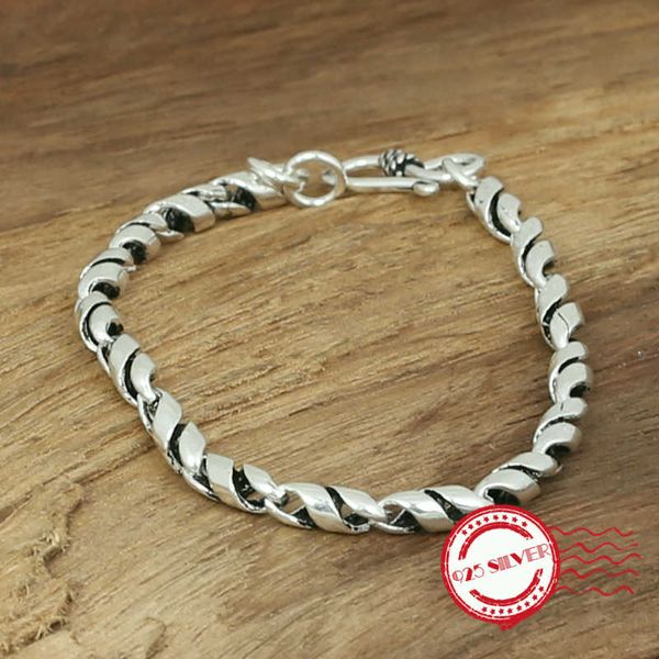 

other bracelets s925 sterling silver bracelet personalized fashion classic jewelry men's handmade twisted 2021 style gifts, Golden;silver
