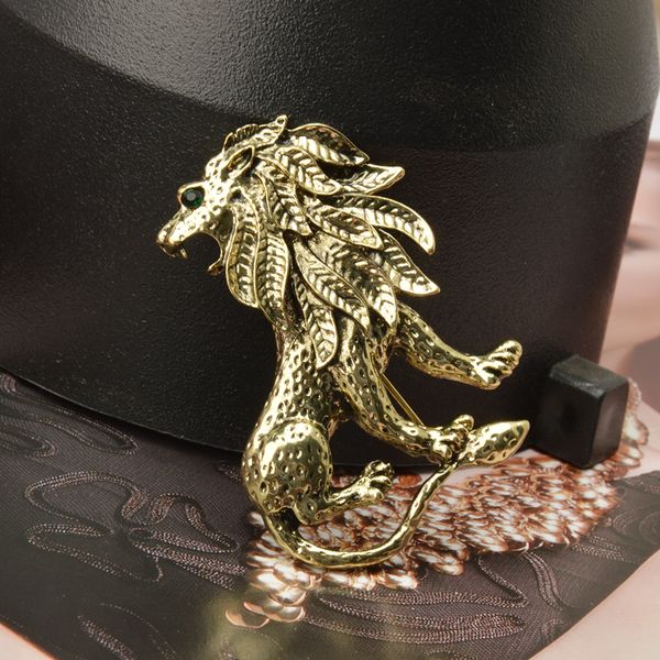 

fashion antique bronze punk lion shape metal brooch pin gift for clothing decoration, Gray