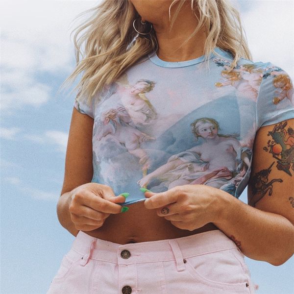 

womens shirts women clothing new cupid print female slim t shirt harajuku t women o neck short sleeve fashion casual clothing, White