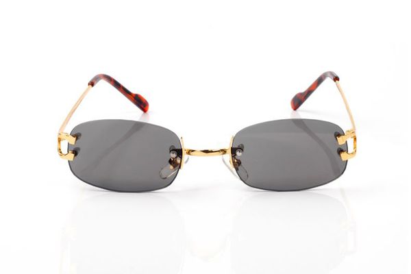 

fashion rimless sunglasses men metal nature buffalo horn mens driving shade eyewear glasses sun glass, White;black