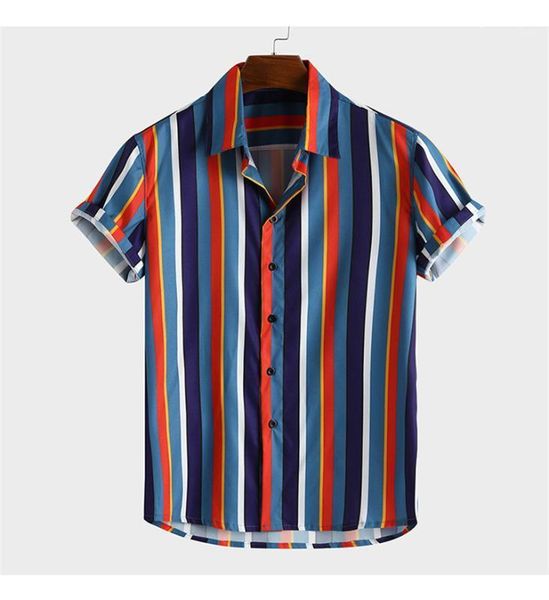 

lapel neck boys clothing spring mens striped casual shirts short sleeve loose male tshirts single breasted, White;black