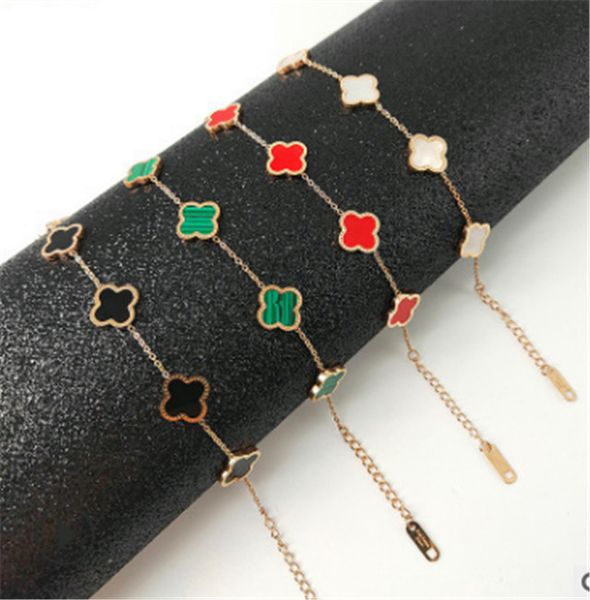 

18k rose gold four-leaf clover bracelet titanium steel not faded hand accessories women's net red accessories stalls wholesale supply, Silver