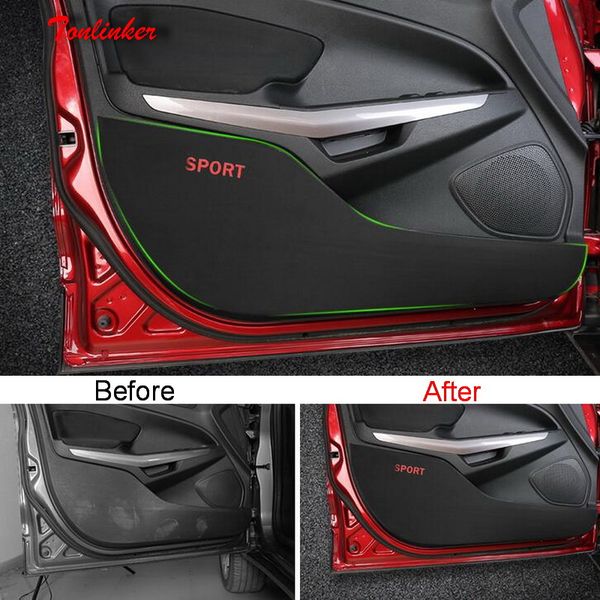 

tonlinker cover stickers for ecosport 2018 car styling 4 pcs pu leather car door anti-dirty pad protection cover stickers