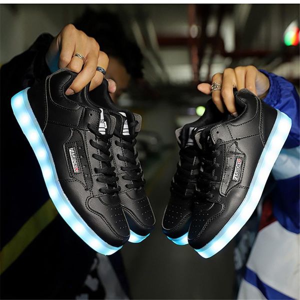 

women men led luminous sneakers lace up lighted casual shoes usb charge size 35-44