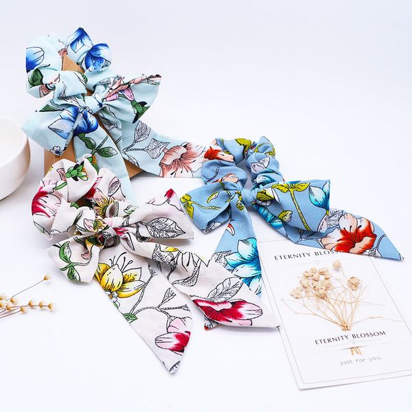 

new arrival spring bow streamers hair ring fashion ribbon girl hair bands scrunchies horsetail tie solid headwear braiders, Brown