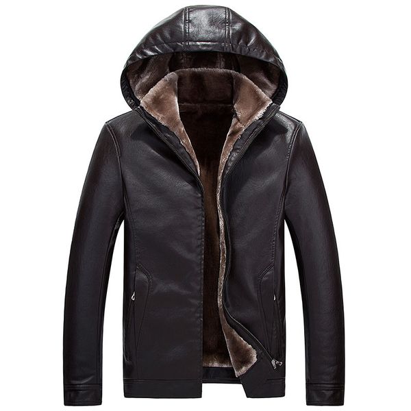 

2019 winter new thicken warm chamarra piel hombre, Black