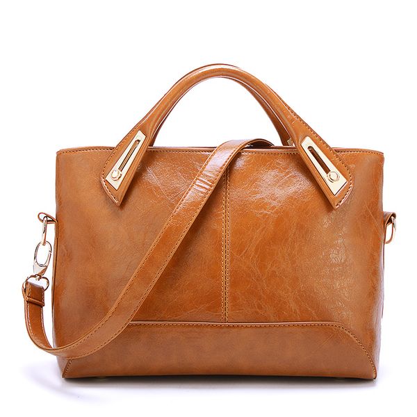 

leather one-shoulder fashionable wax new sloping lady's handbag calbb, Red;black