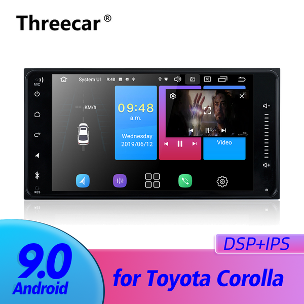 

2 din car radio android 9.0 dsp 2.5d ips screen for corolla gps navigation wifi bluetooth front&rear view car dvd