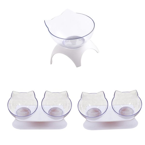 

3pcs raised no-spill double single elevated dog cat bowls dish with stand