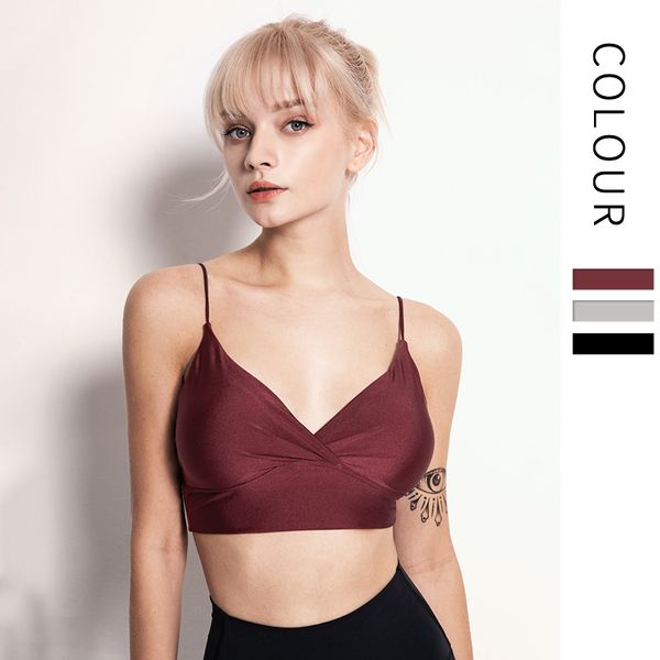 

new arrival workout crop shockproof running sports underwear female beauty back strap fitness vest deep v yoga bra, White;black